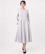 FUPFD01230 MK MICHEL KLEIN(MK ミッシェルクラン) スムースダンボール タックワンピース/洗える ライトグレー