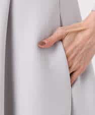 FUPFD01230 MK MICHEL KLEIN(MK ミッシェルクラン) スムースダンボール タックワンピース/洗える ライトグレー