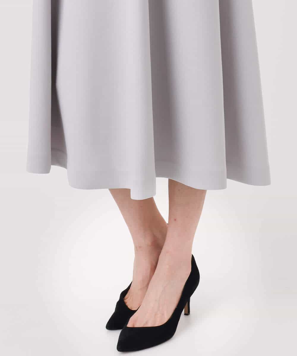 FUPFD01230 MK MICHEL KLEIN(MK ミッシェルクラン) スムースダンボール タックワンピース/洗える ライトグレー