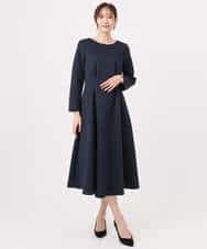 FUPFD01230 MK MICHEL KLEIN(MK ミッシェルクラン) スムースダンボール タックワンピース/洗える ライトグレー