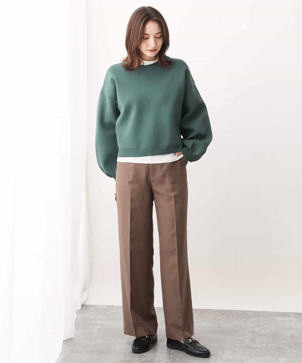 FUSAV02110 MK MICHEL KLEIN(MK ミッシェルクラン) ダンボールニットカーディガン/2way/洗える グリーン