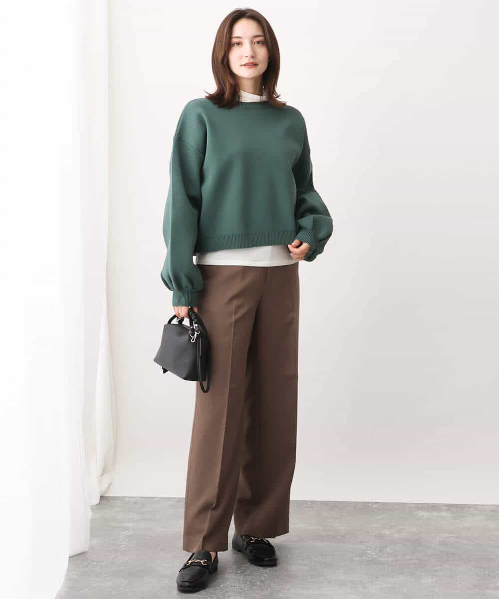 FUSAV02110 MK MICHEL KLEIN(MK ミッシェルクラン) ダンボールニットカーディガン/2way/洗える グリーン