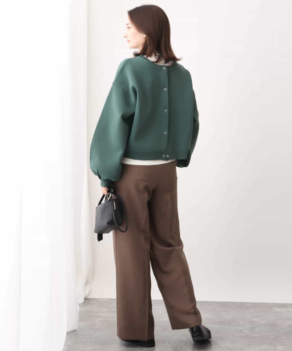 FUSAV02110 MK MICHEL KLEIN(MK ミッシェルクラン) ダンボールニットカーディガン/2way/洗える グリーン
