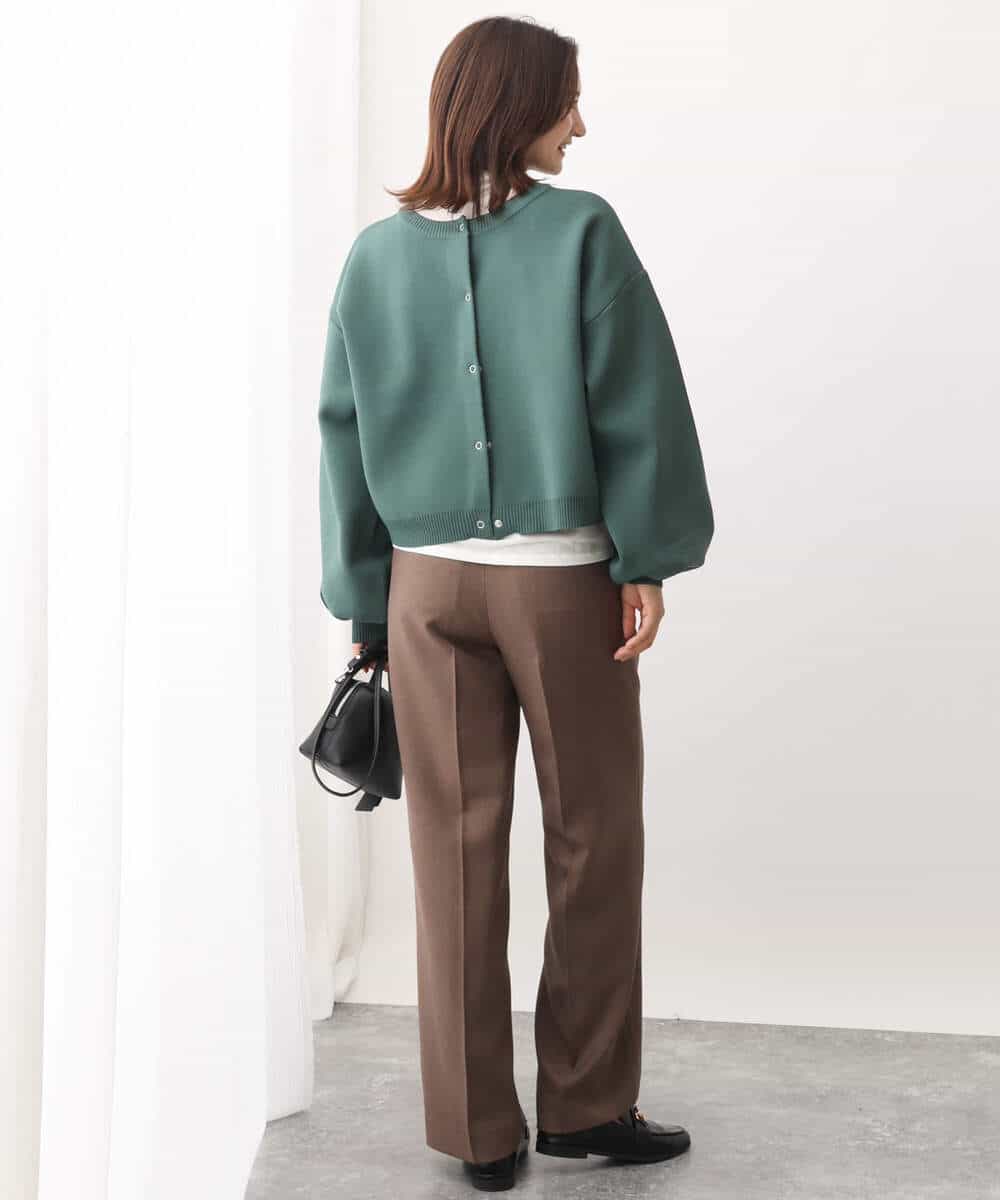 FUSAV02110 MK MICHEL KLEIN(MK ミッシェルクラン) ダンボールニットカーディガン/2way/洗える グリーン