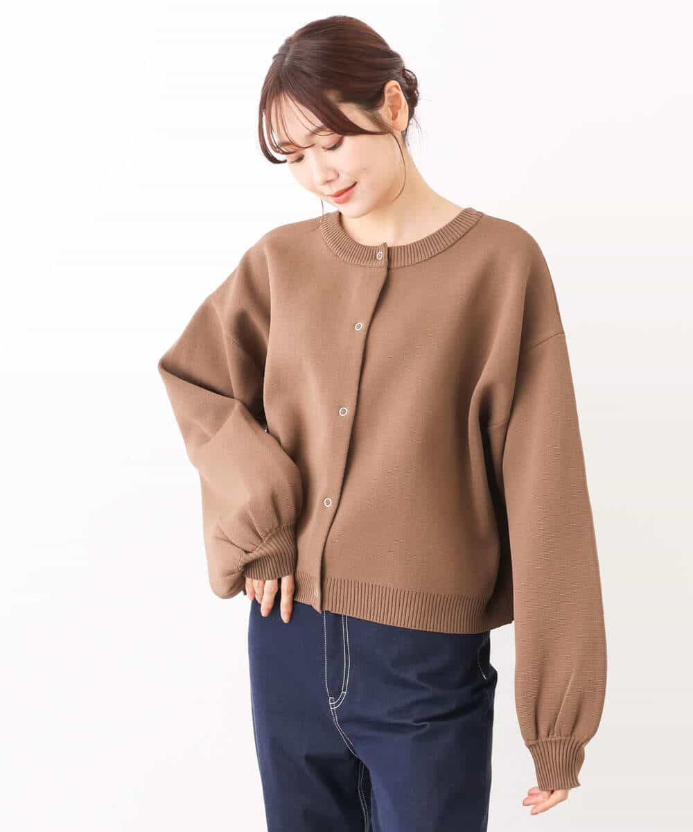 FUSAV02110 MK MICHEL KLEIN(MK ミッシェルクラン) ダンボールニットカーディガン/2way/洗える グリーン