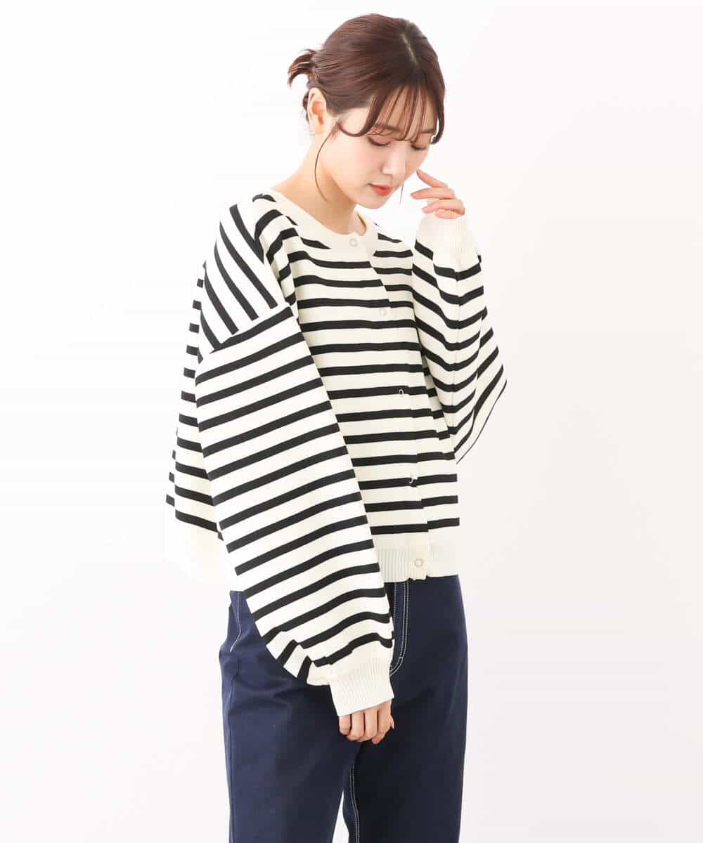 FUSAV02110 MK MICHEL KLEIN(MK ミッシェルクラン) ダンボールニットカーディガン/2way/洗える グリーン