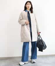 FUVAG40220 MK MICHEL KLEIN(MK ミッシェルクラン) キルティング切替え中綿ロングコート ベージュ