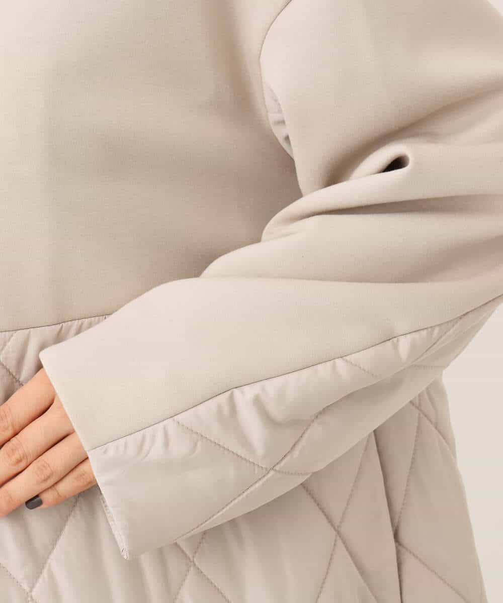 FUVAG40220 MK MICHEL KLEIN(MK ミッシェルクラン) キルティング切替え中綿ロングコート ベージュ