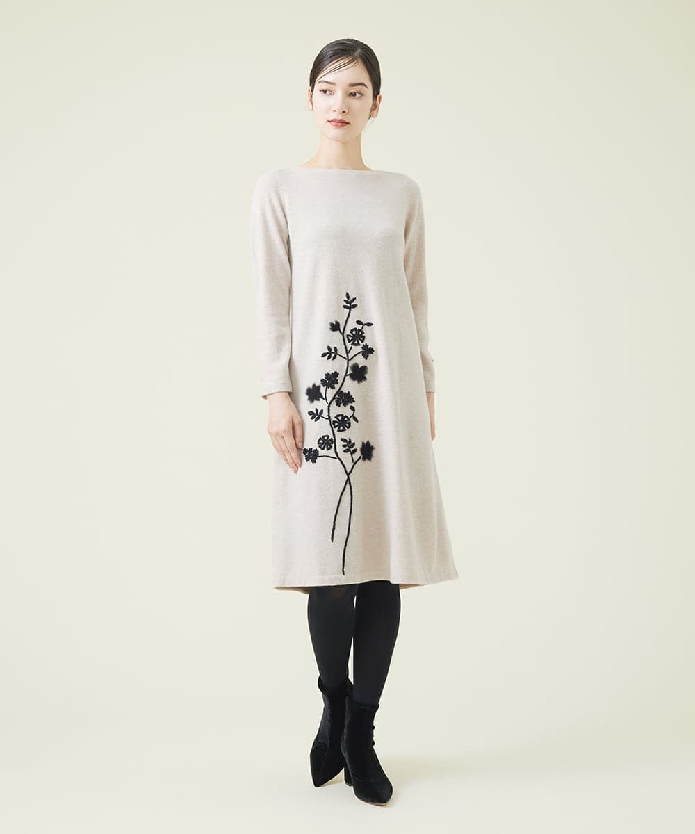 フラワーエンブロイダリーニットワンピース(ワンピース) | Sybilla ...