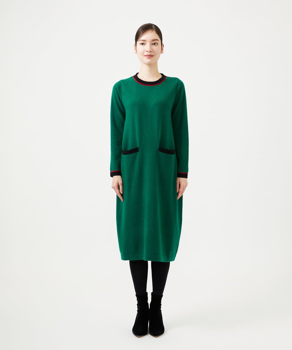 GBACD01540 Sybilla(シビラ) 配色ラインニットドレス グリーン