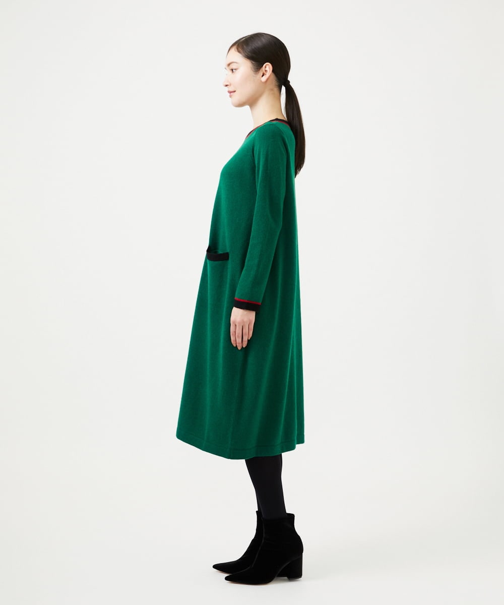 GBACD01540 Sybilla(シビラ) 配色ラインニットドレス グリーン