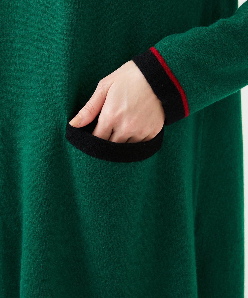 GBACD01540 Sybilla(シビラ) 配色ラインニットドレス グリーン