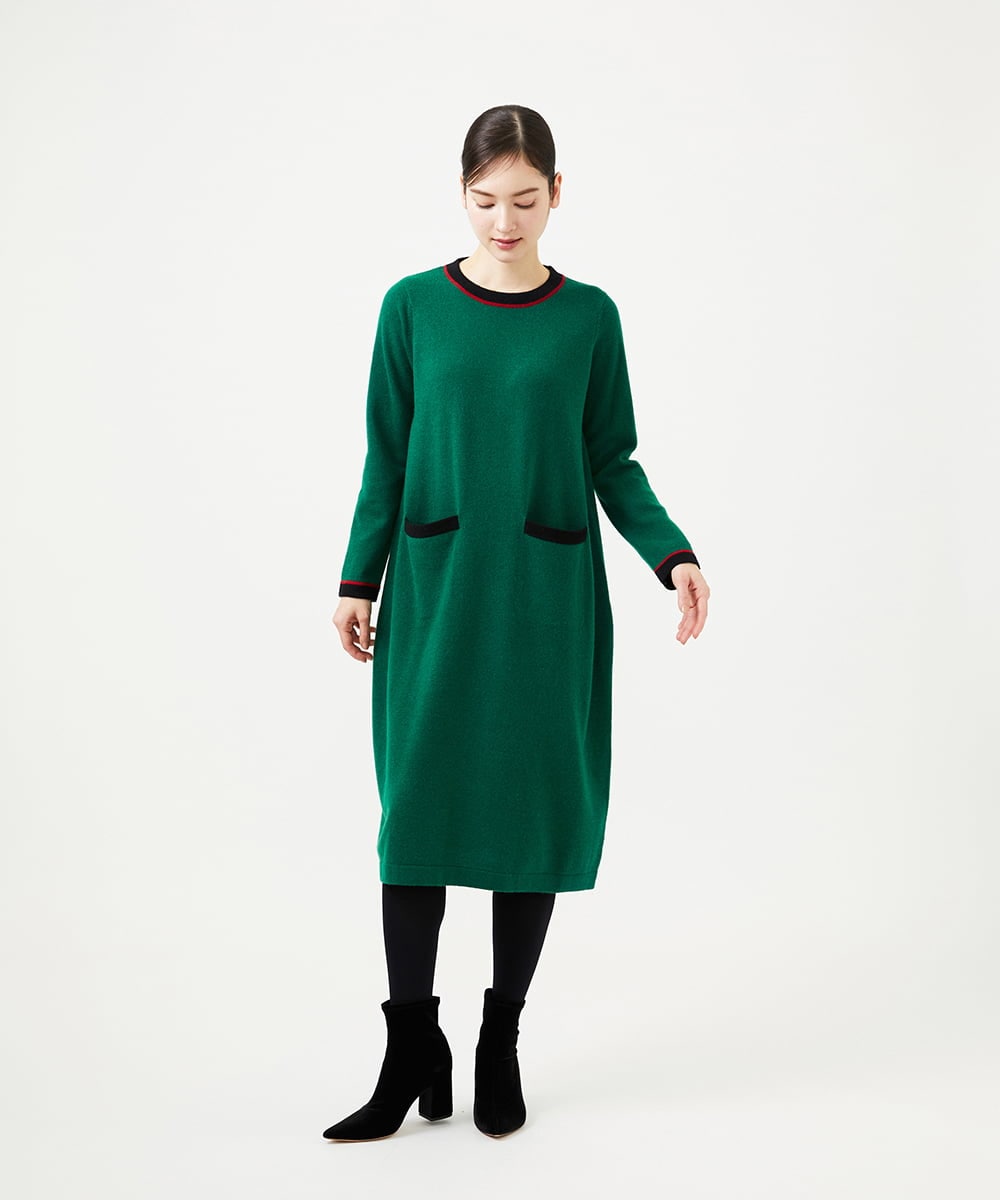 GBACD01540 Sybilla(シビラ) 配色ラインニットドレス グリーン