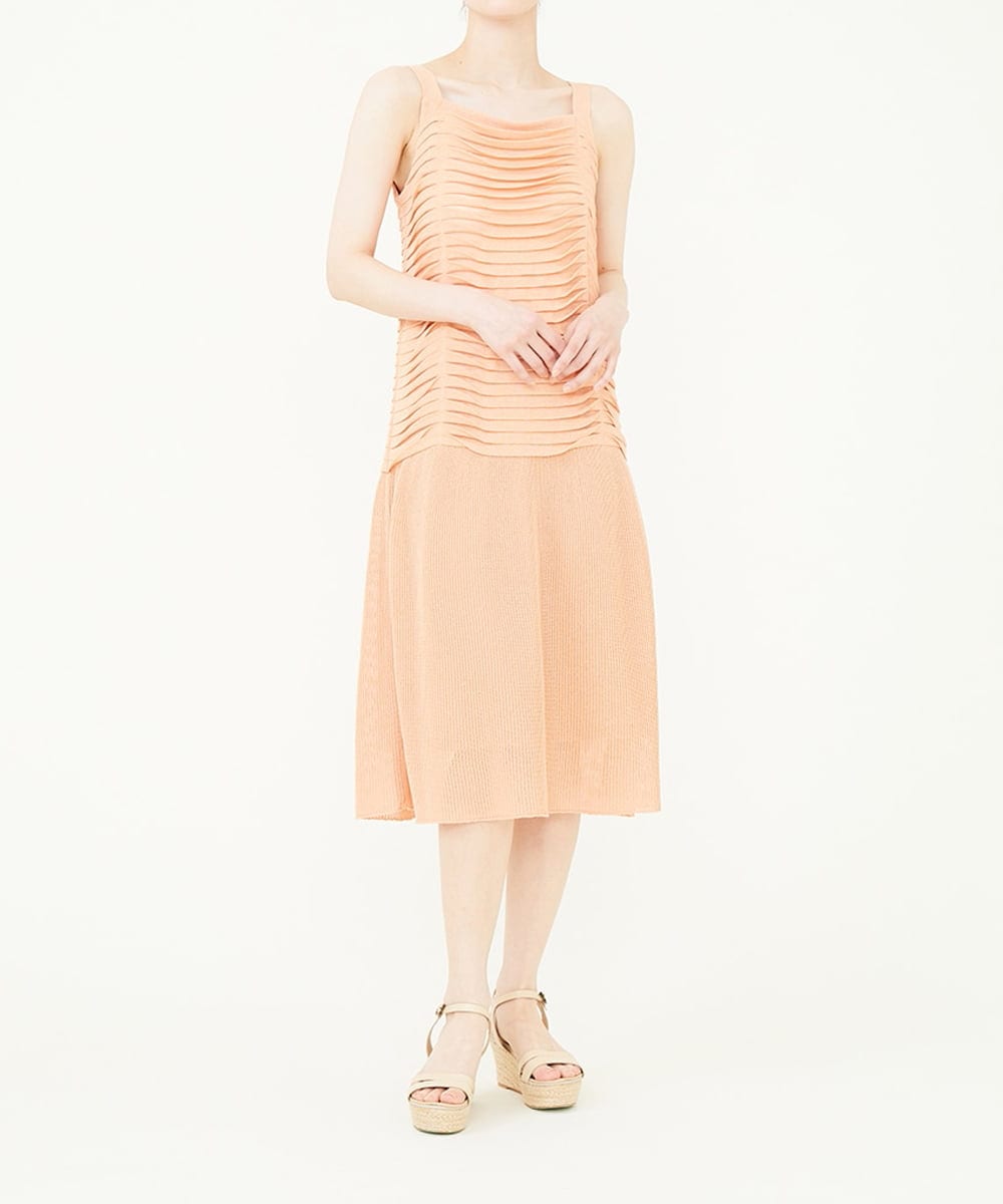 GBAGN02490 Sybilla(シビラ) ノースリーブティアードデザインニットワンピース オレンジ