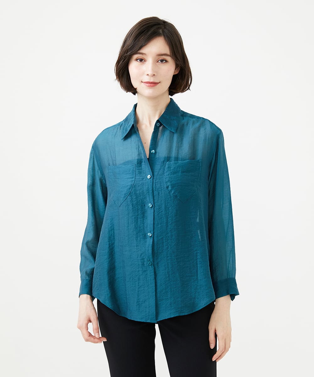 GBBAD35250 Sybilla(シビラ) ポケットデザインシアーシャツ グリーンブルー