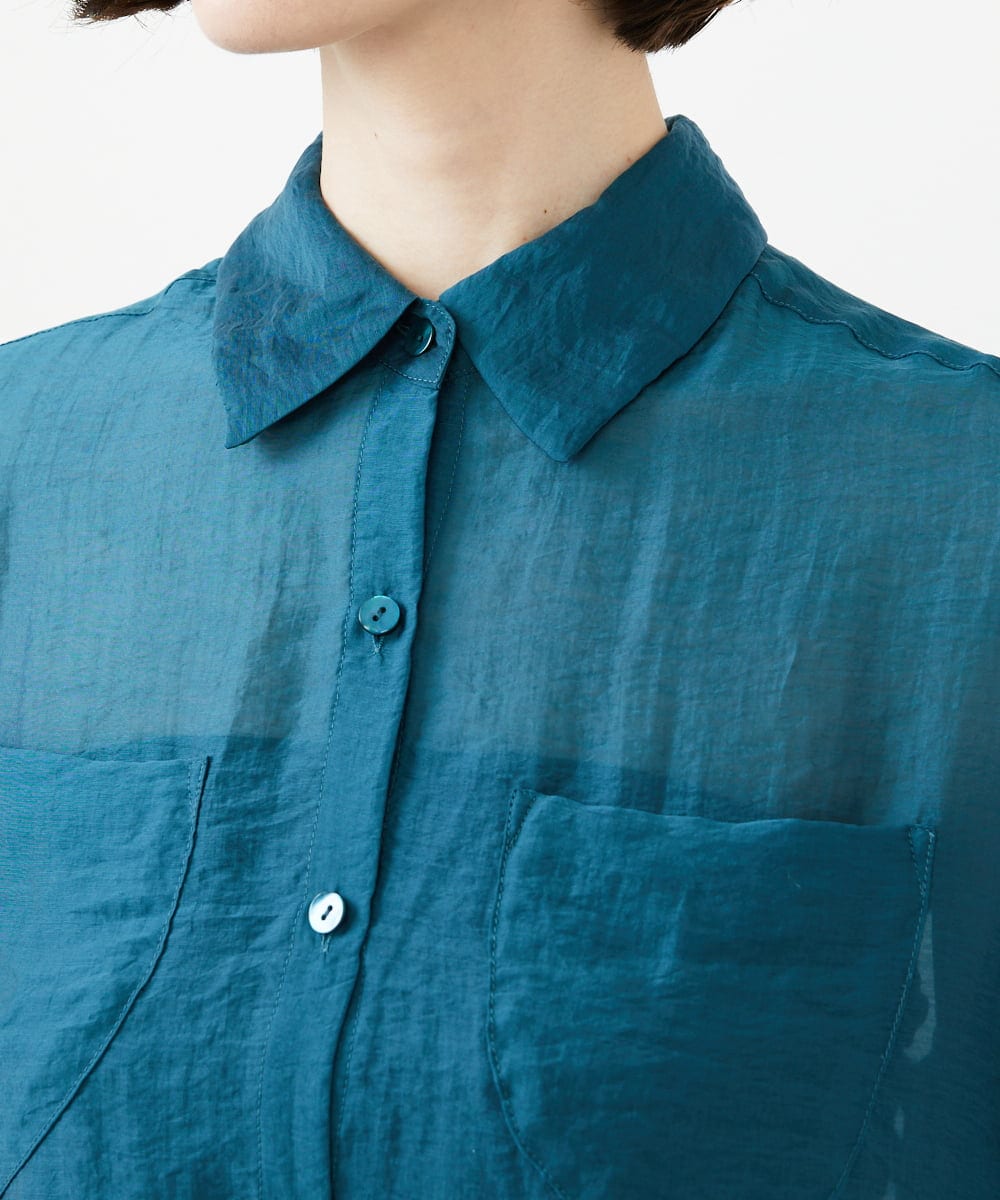 GBBAD35250 Sybilla(シビラ) ポケットデザインシアーシャツ グリーンブルー