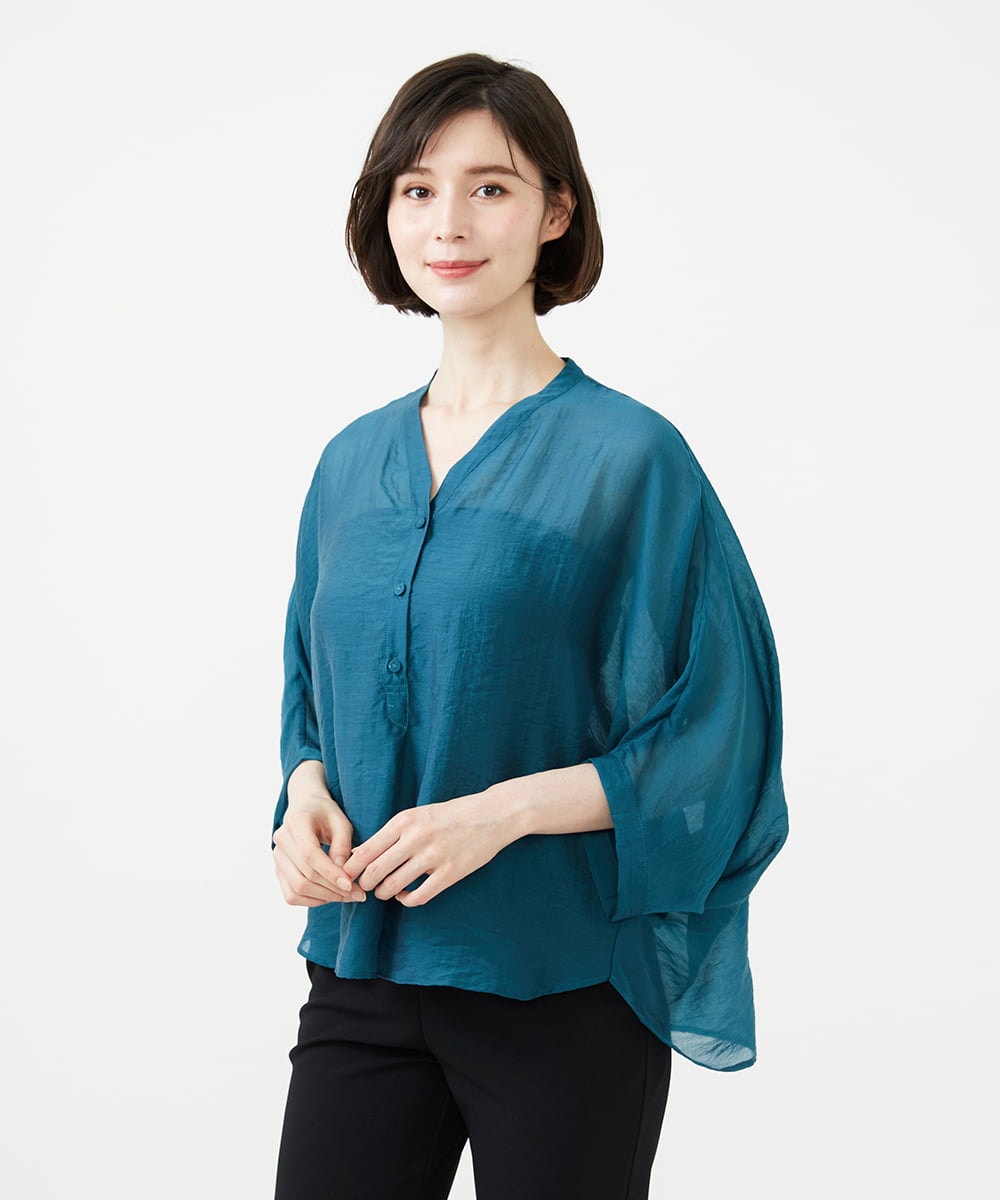 GBBAD36250 Sybilla(シビラ) ドルマンスリーブシアーブラウス グリーンブルー