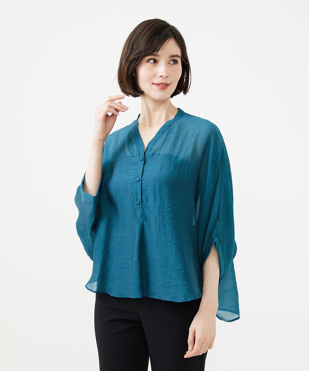 GBBAD36250 Sybilla(シビラ) ドルマンスリーブシアーブラウス グリーンブルー