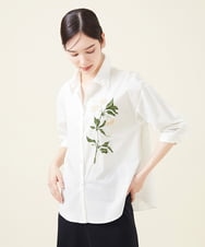 GBBAV10390 Sybilla(シビラ) モヘアフラワー刺繍シャツ ホワイト