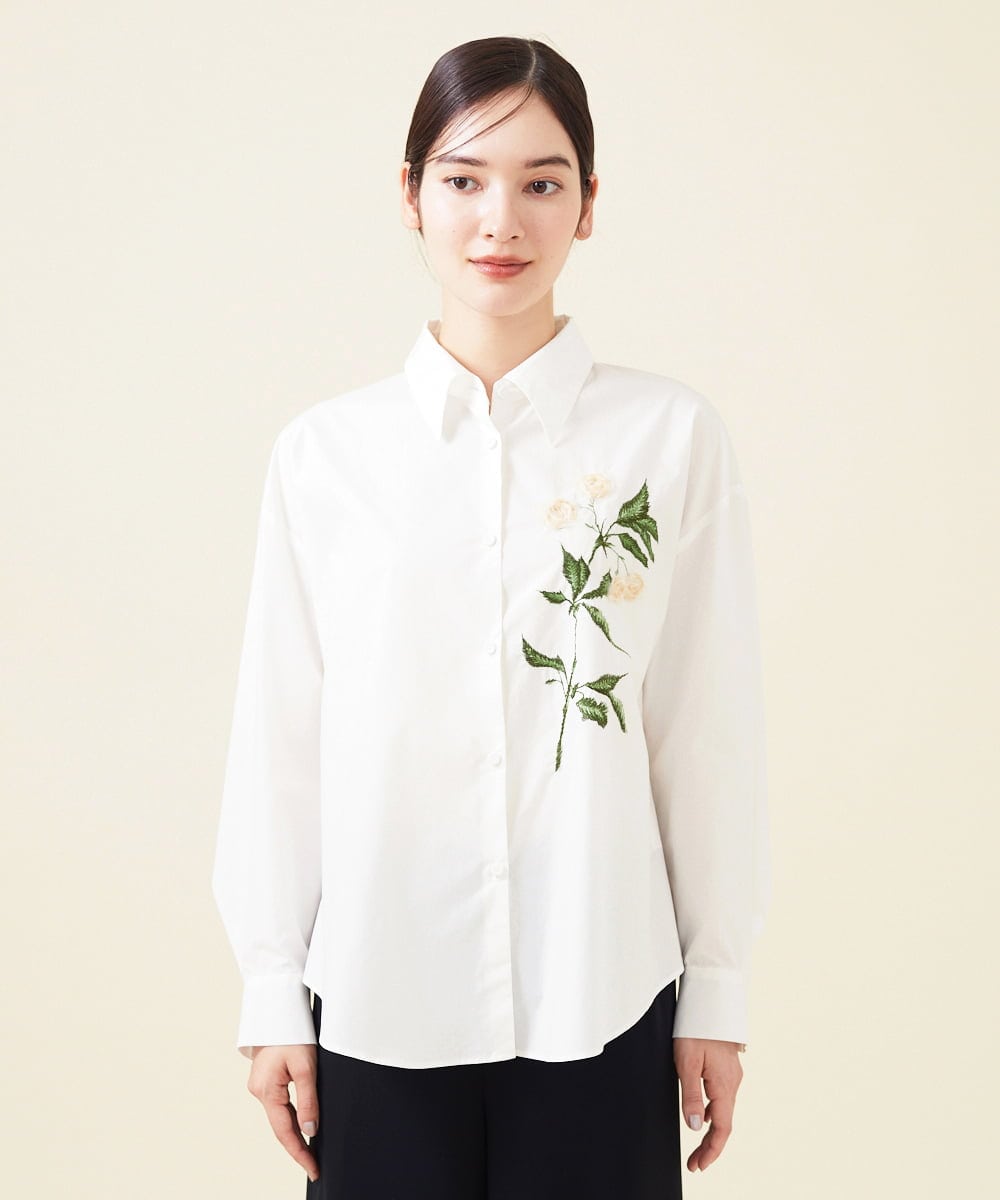 GBBAV10390 Sybilla(シビラ) モヘアフラワー刺繍シャツ ホワイト
