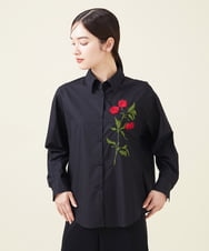 GBBAV10390 Sybilla(シビラ) モヘアフラワー刺繍シャツ ブラック