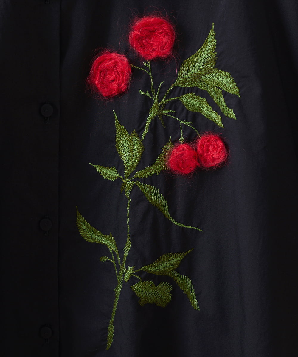 GBBAV10390 Sybilla(シビラ) モヘアフラワー刺繍シャツ ブラック