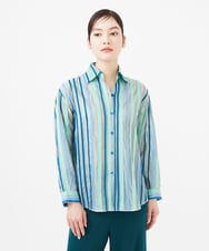 GBBEB09600 Sybilla(シビラ) リボンストライプシャツ ブルー