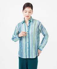 GBBEB09600 Sybilla(シビラ) リボンストライプシャツ ブルー