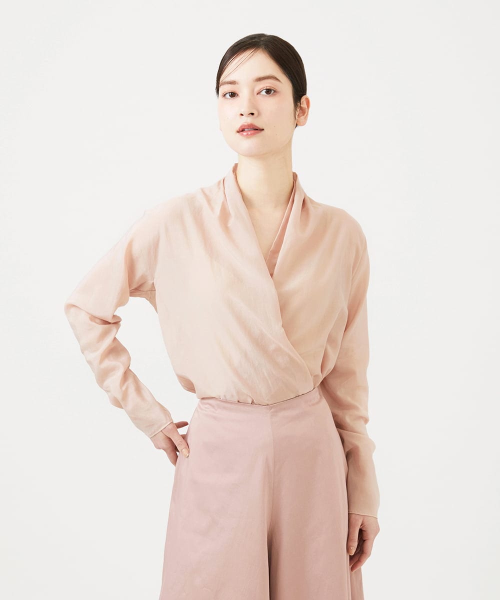 GBBEE31360 Sybilla(シビラ) シアーカシュクールブラウス ピンク