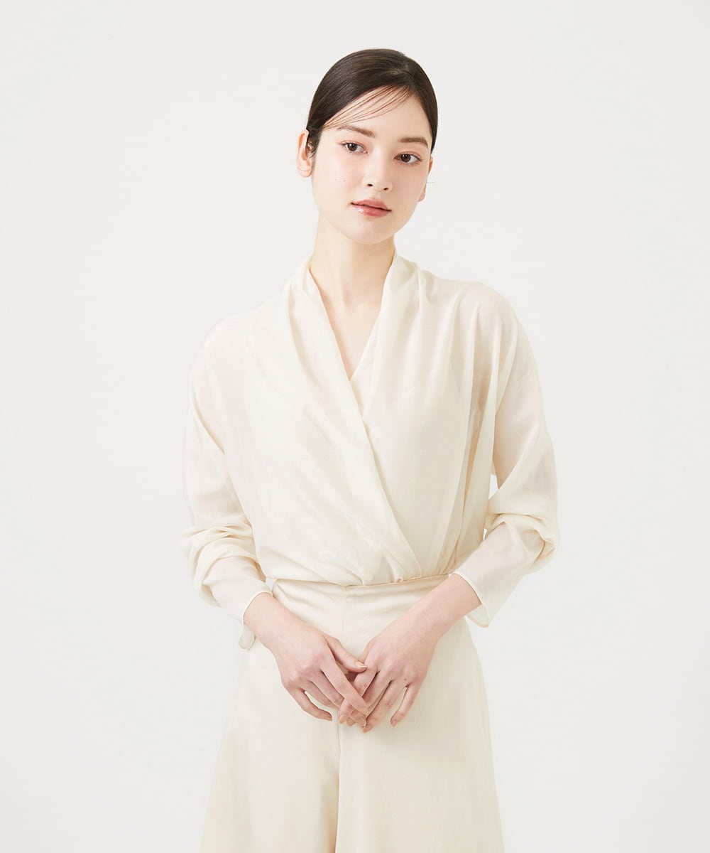 GBBEE31360 Sybilla(シビラ) シアーカシュクールブラウス アイボリー