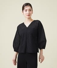 GBBET07390 Sybilla(シビラ) ボーラーフラワーレースブラウス ブラック