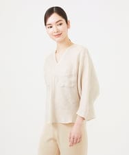 GBBGA23270 Sybilla(シビラ) ムラ染めリネンポケットブラウス ベージュ
