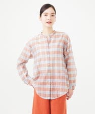 GBBGB35300 Sybilla(シビラ) 先染めチェックバンドカラーブラウス オレンジ系