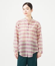 GBBGB35300 Sybilla(シビラ) 先染めチェックバンドカラーブラウス パープル系