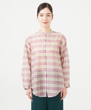 GBBGB35300 Sybilla(シビラ) 先染めチェックバンドカラーブラウス パープル系