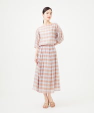 GBBGB36300 Sybilla(シビラ) 先染めチェックドルマンスリーブブラウス オレンジ系