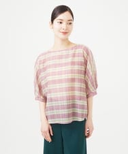 GBBGB36300 Sybilla(シビラ) 先染めチェックドルマンスリーブブラウス パープル系