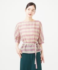 GBBGB36300 Sybilla(シビラ) 先染めチェックドルマンスリーブブラウス パープル系