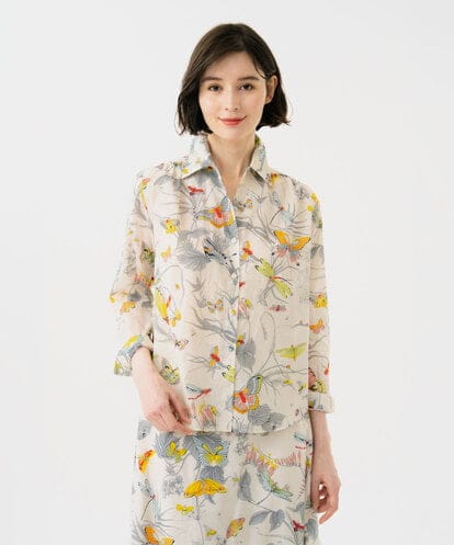 GBBGD09360 Sybilla バタフライ&フラワープリントシャツ