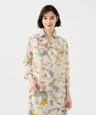 GBBGD09360 Sybilla(シビラ) バタフライ&フラワープリントシャツ アイボリー系