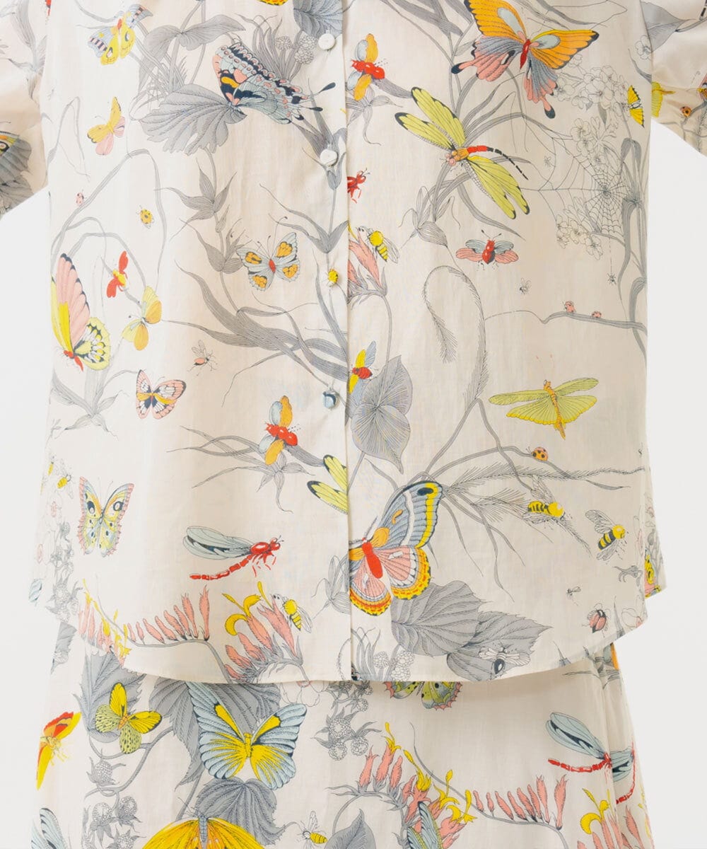 GBBGD09360 Sybilla(シビラ) バタフライ&フラワープリントシャツ アイボリー系