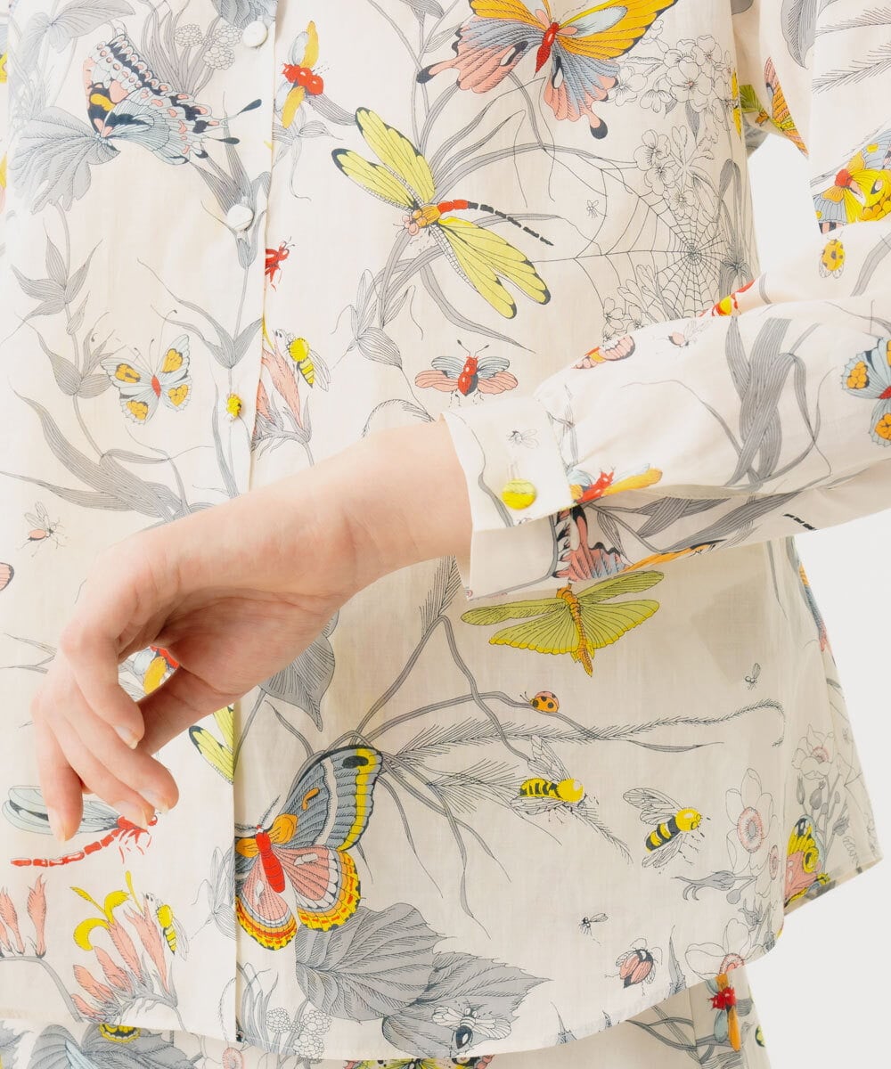 GBBGD09360 Sybilla(シビラ) バタフライ&フラワープリントシャツ アイボリー系