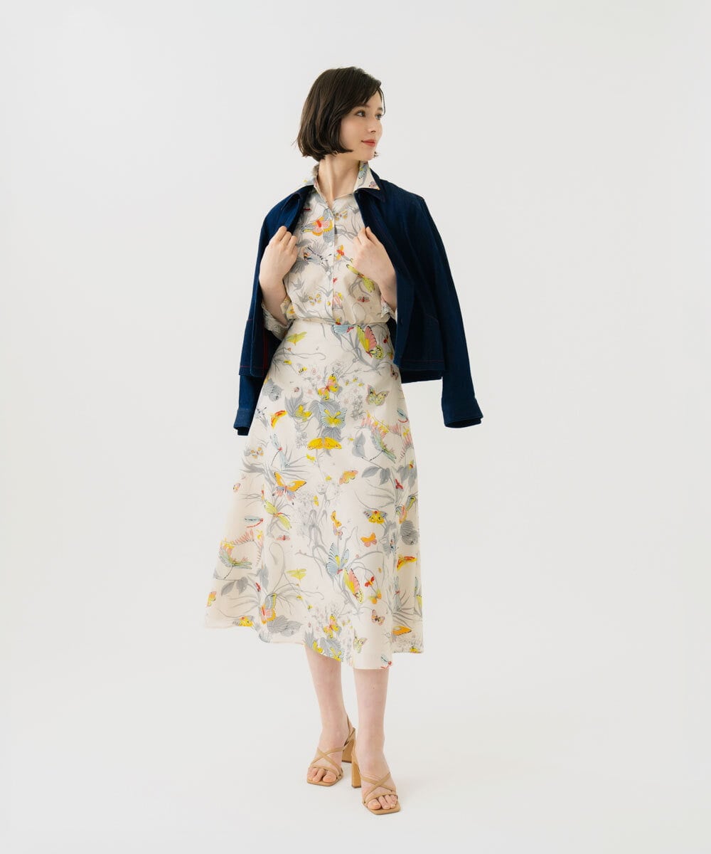 GBBGD09360 Sybilla(シビラ) バタフライ&フラワープリントシャツ アイボリー系