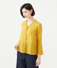 GBBGD33270 Sybilla(シビラ) ツイストVネックリネンブラウス イエロー