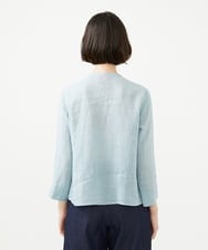 GBBGD33270 Sybilla(シビラ) ツイストVネックリネンブラウス ライトブルー