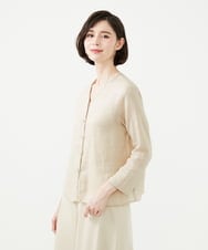 GBBGD33270 Sybilla(シビラ) ツイストVネックリネンブラウス ライトベージュ