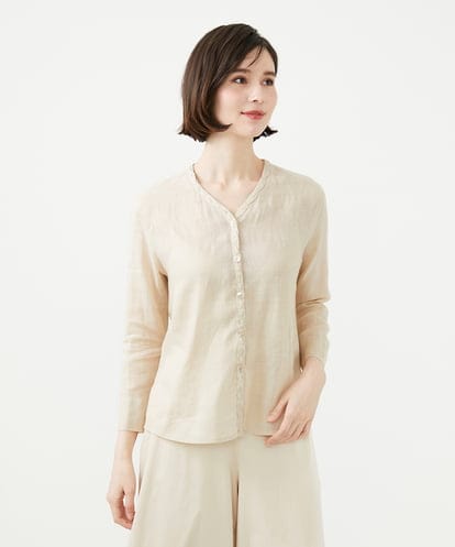 GBBGD33270 Sybilla ツイストVネックリネンブラウス