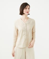 GBBGD33270 Sybilla(シビラ) ツイストVネックリネンブラウス ライトベージュ