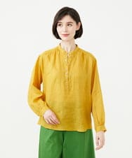 GBBGD35270 Sybilla(シビラ) ミックスボタンリネンブラウス イエロー