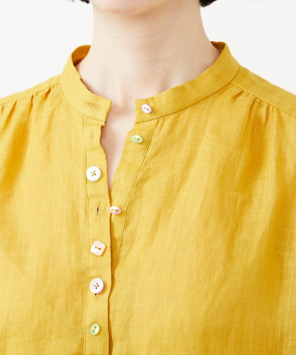 GBBGD35270 Sybilla(シビラ) ミックスボタンリネンブラウス イエロー